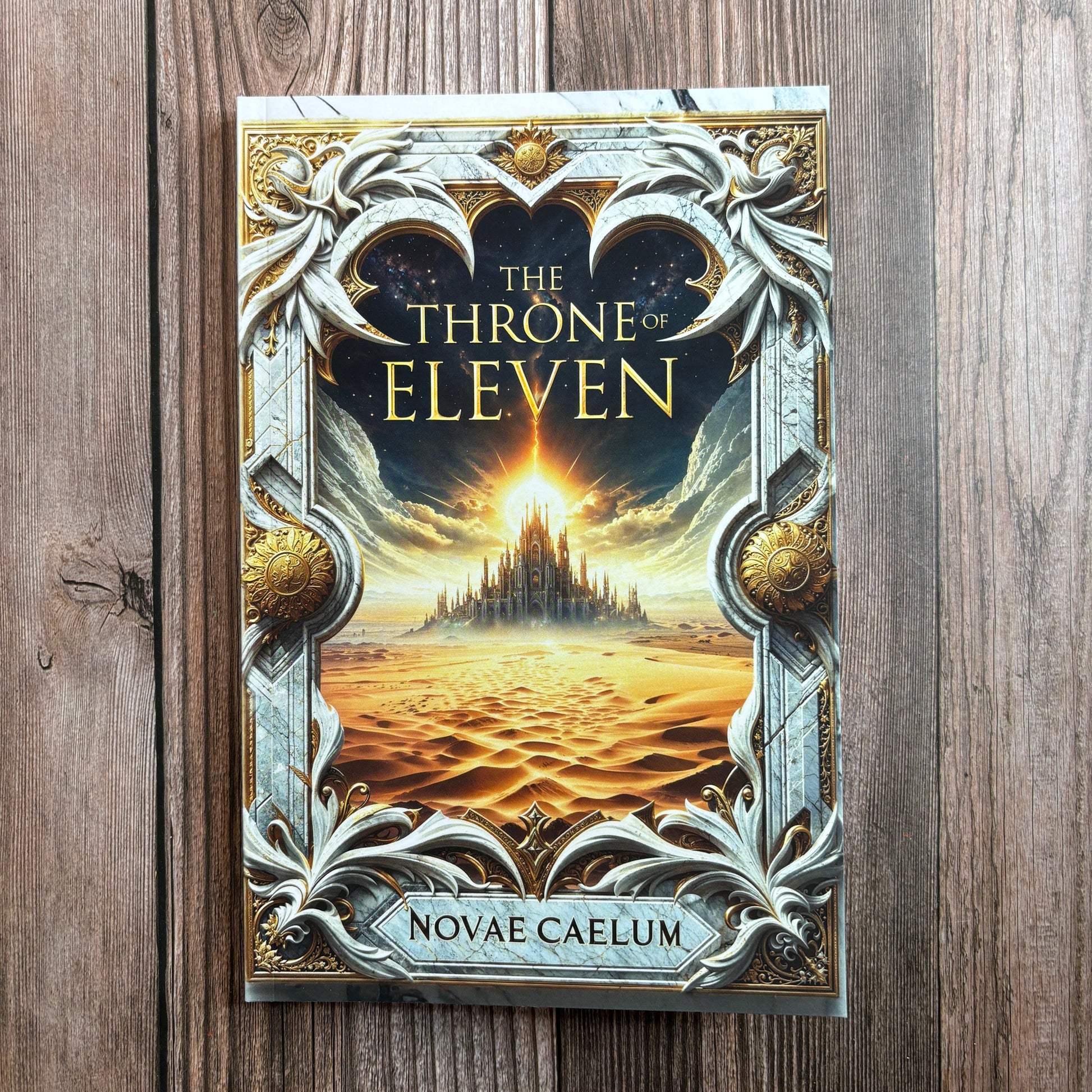 Cover visible for paperback "The Throne of Eleven" by Novae Caelum.