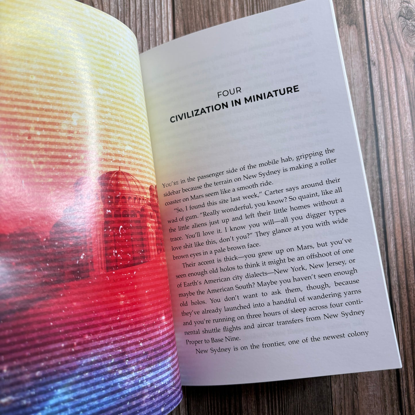 Interior image of "The Space Roads" depicting Chapter Four: Civilization in Miniature.