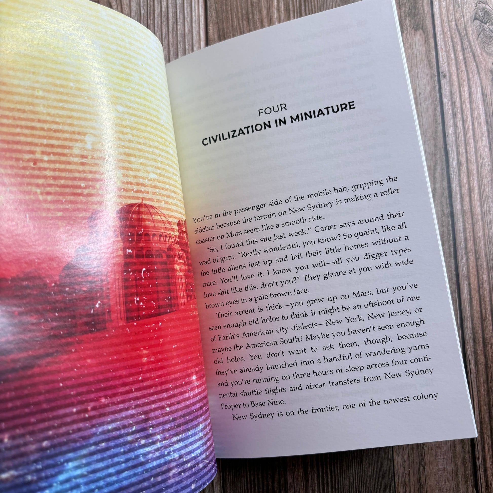 Interior image of "The Space Roads" depicting Chapter Four: Civilization in Miniature.