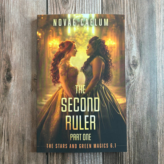 Paperback cover of "The Second Ruler: Part One" by Novae Caelum; features two of the main characters facing each other.