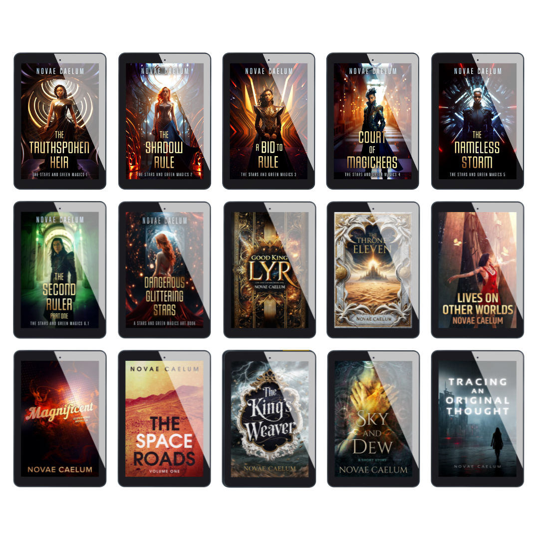 Visual spread of all ebooks written by Novae Caelum that are available in this bundle.