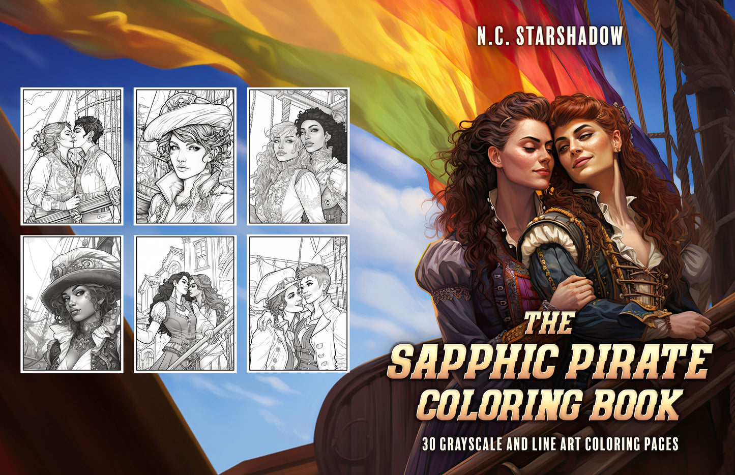 The N.C. Starshadow Sapphic Pirate Coloring Book (Paperback) features an exciting collection of illustrations perfect for coloring enthusiasts.