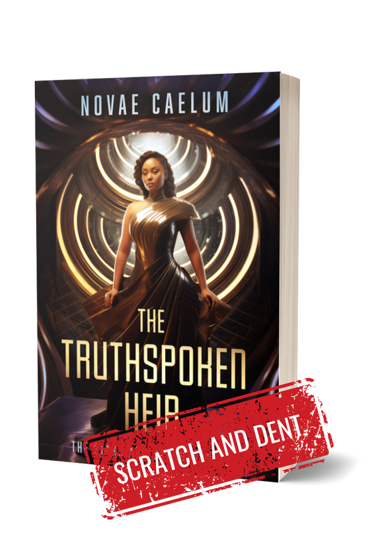 The SCRATCH AND DENT - SIGNED The Truthspoken Heir: The Stars and Green Magics Book 1 (Paperback) by Novae Caelum cover showcases a tale of forbidden love and shapeshifting powers. Whether it's a scratched