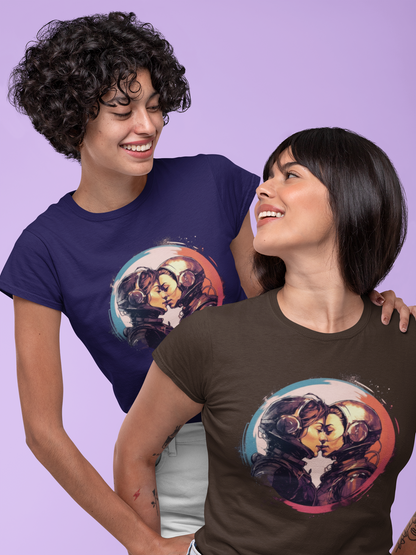Sapphische Astronauten - Unisex-T-Shirt aus schwerer Baumwolle
